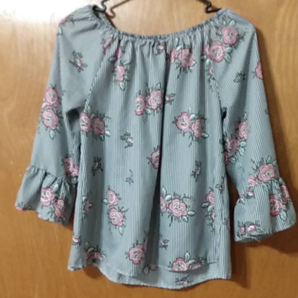 Mirror Image striped with roses top